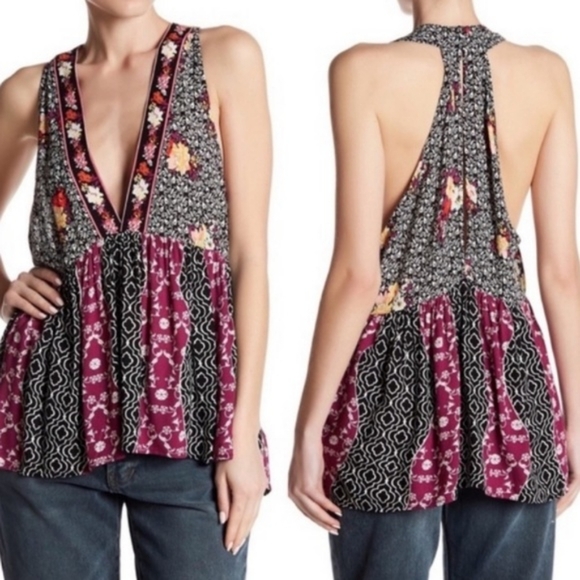 Free People Tops - Free People Dream Darlin' Printed Swing Tank Small